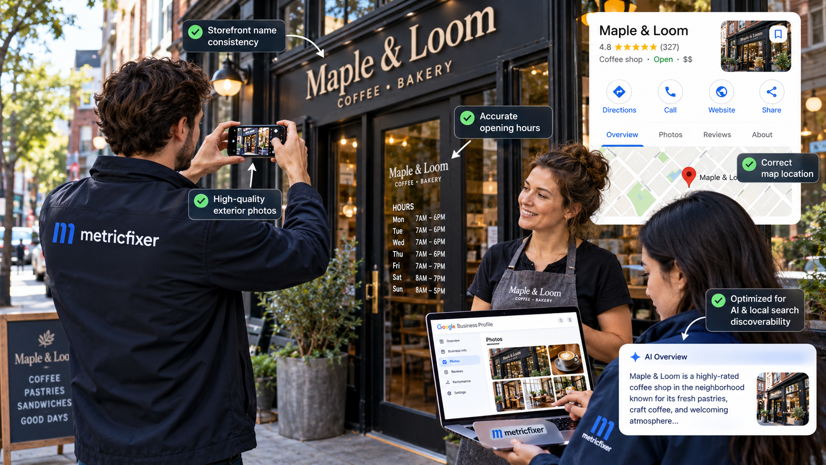 Go beyond profile completeness: align services, reviews, website evidence, and booking journeys, then test what AI actually recommends.