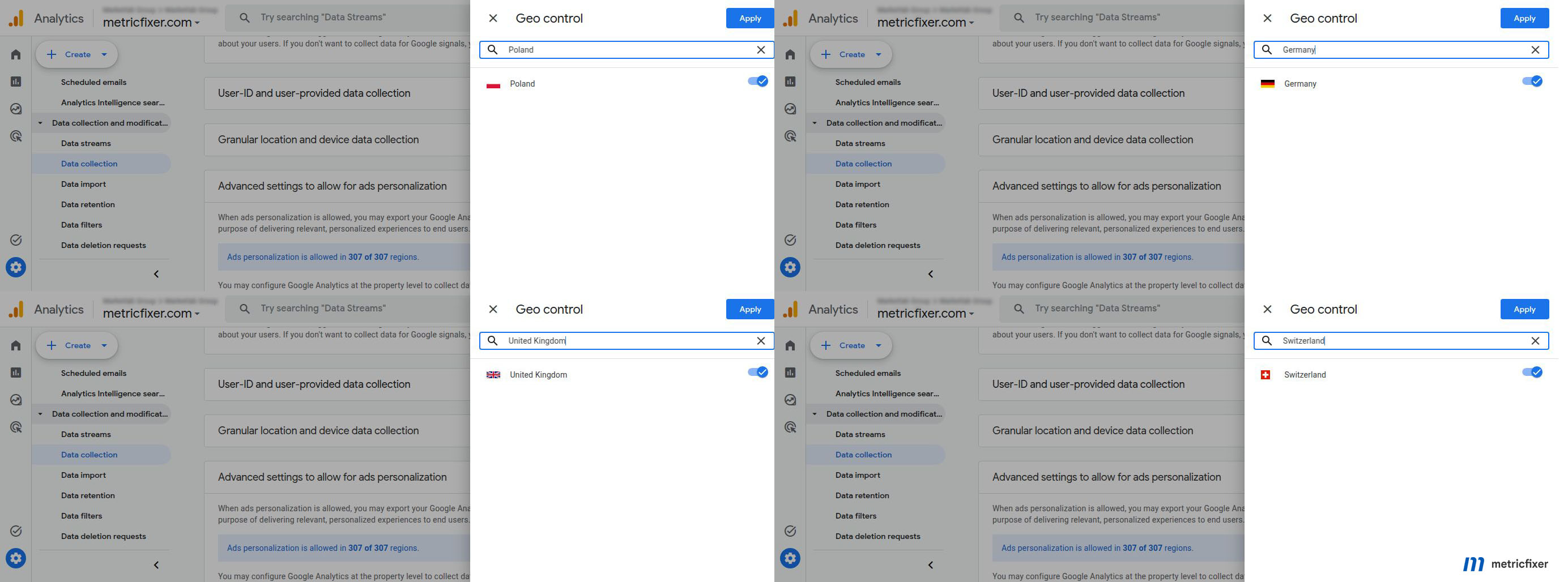 GA4 regional ads personalization settings reviewed for global audience activation.