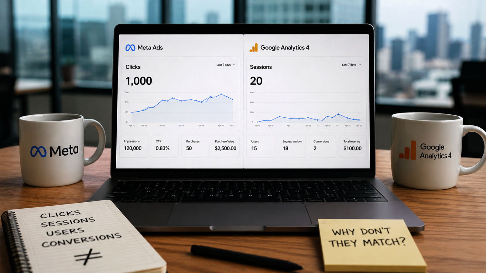 Follow the full path from a Meta ad click to a GA4 session, diagnose extreme traffic gaps, and compare Meta, GA4, backend, and incrementality attribution.