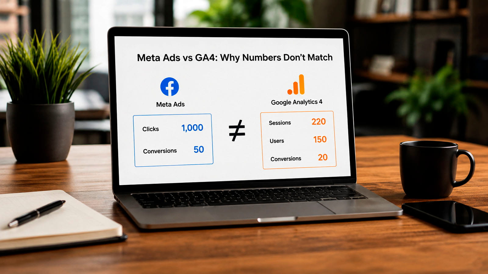 Why Meta Ads and GA4 Never Match: Clicks, Sessions, Users, and Attributed Conversions
