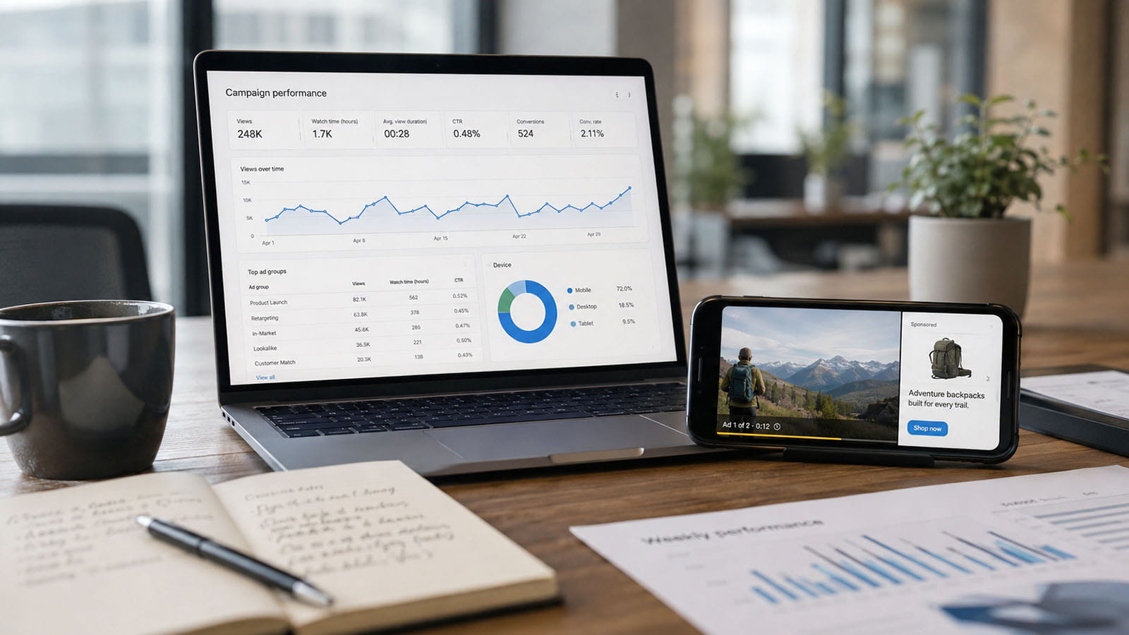 How YouTube Watch While image ads work during mobile playback, which campaigns can serve them, and how to plan creative, use cases, testing, and reporting